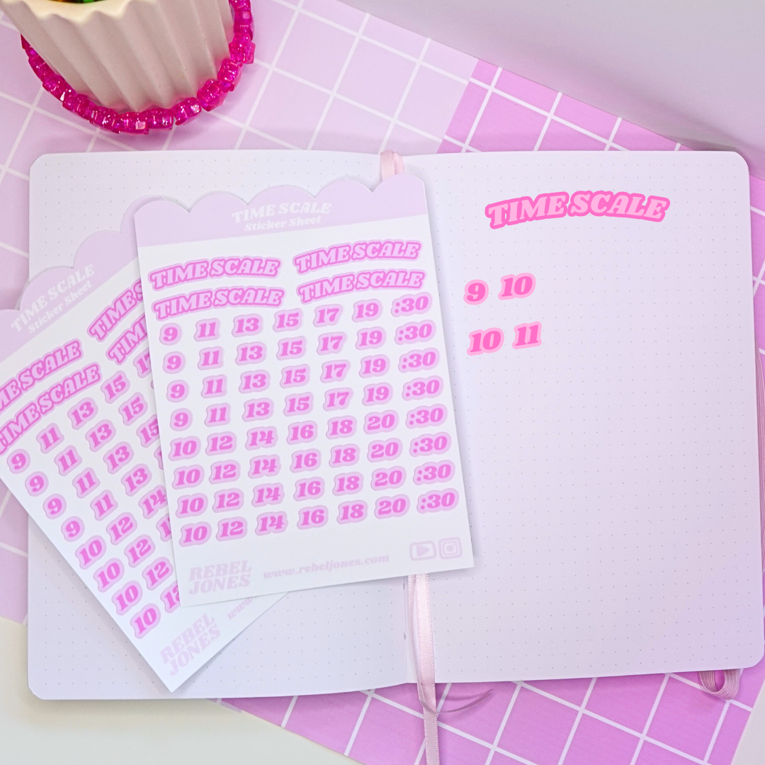 Time Scale Sticker Sheet - Pink  - NEW DESIGN COMING SOON