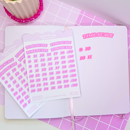 Time Scale Sticker Sheet - Pink  - NEW DESIGN COMING SOON