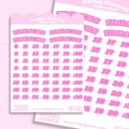 Time Scale Sticker Sheet - Pink  - NEW DESIGN COMING SOON