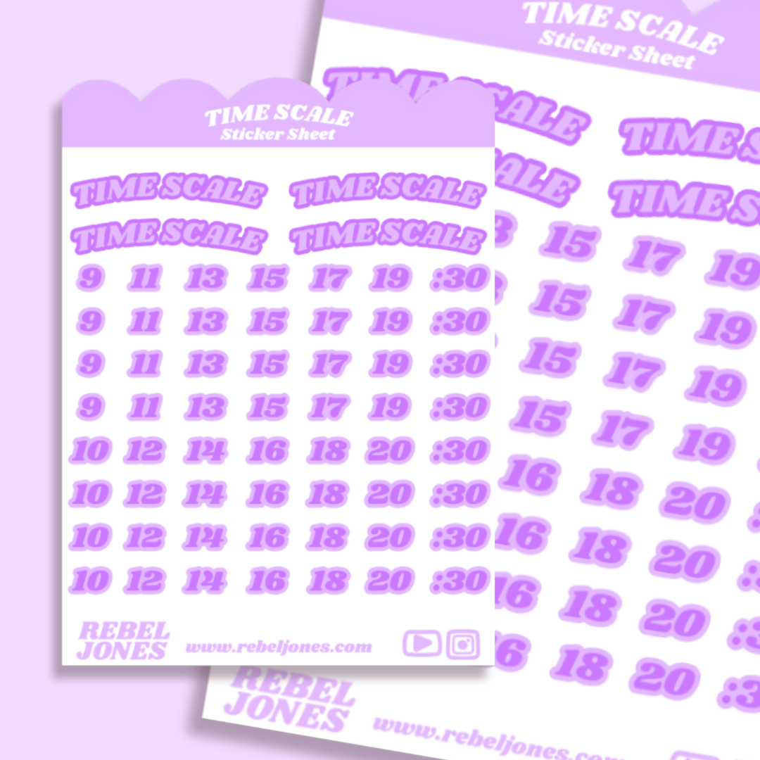 Time Scale Sticker Sheet - Purple  NEW DESIGN COMING SOON
