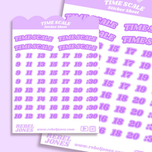 Time Scale Sticker Sheet - Purple  NEW DESIGN COMING SOON