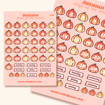 Autumn Days of the Month, Sticker Sheet