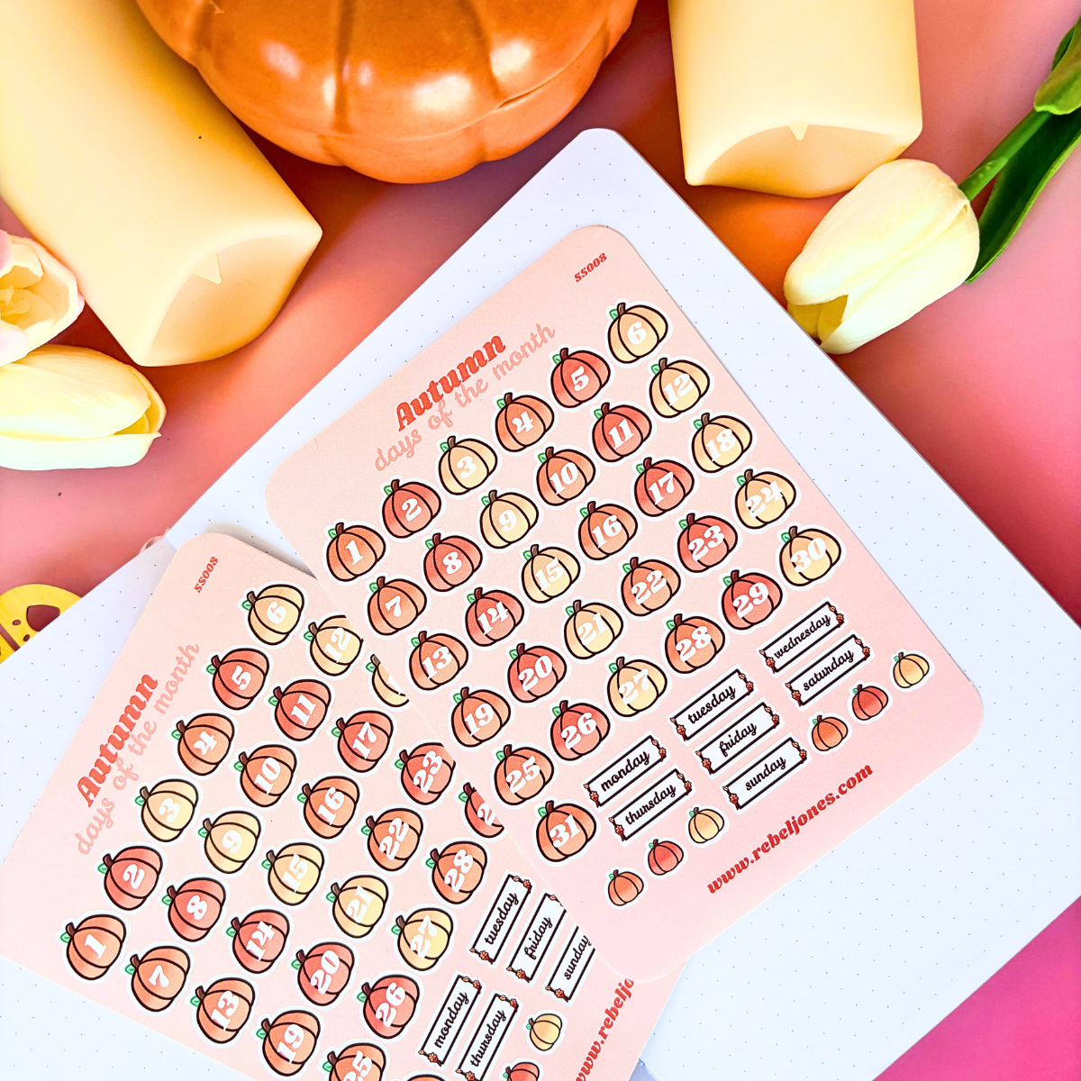 Autumn Days of the Month, Sticker Sheet