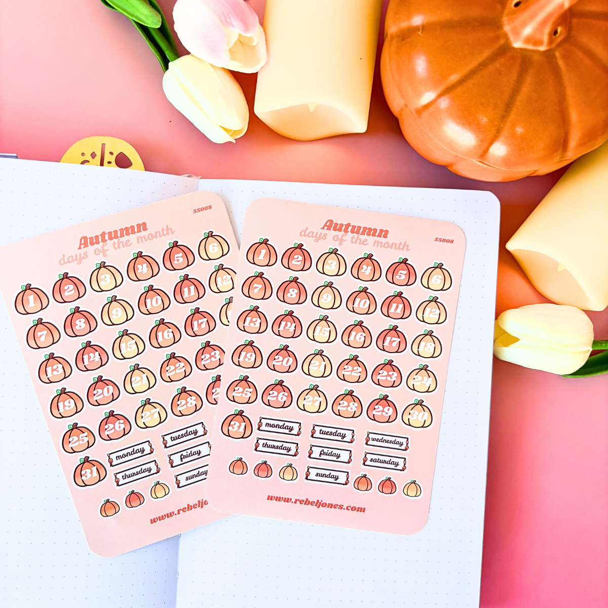 Autumn Days of the Month, Sticker Sheet