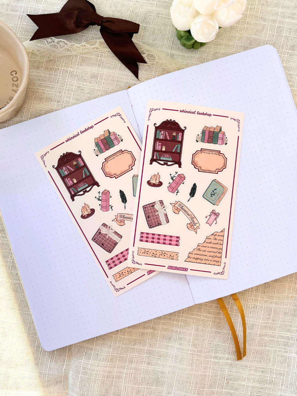 Whimsical Bookshop Sticker Sheet - coming at 6pm