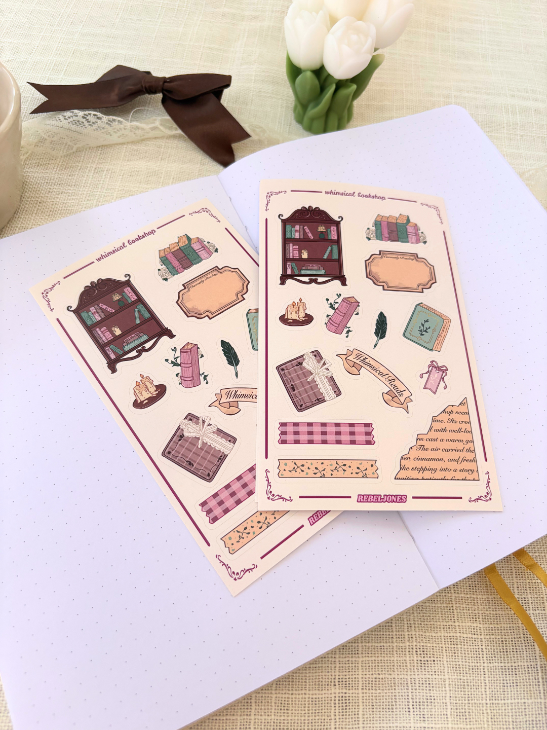 Whimsical Bookshop Sticker Sheet - coming at 6pm
