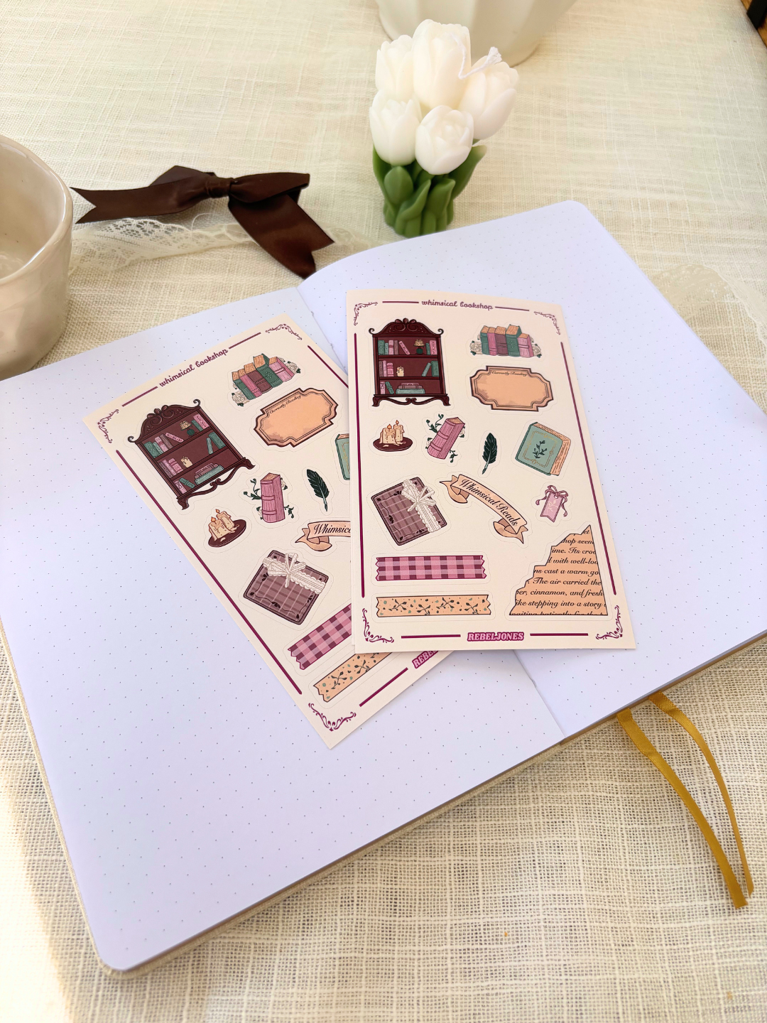Whimsical Bookshop Sticker Sheet - coming at 6pm