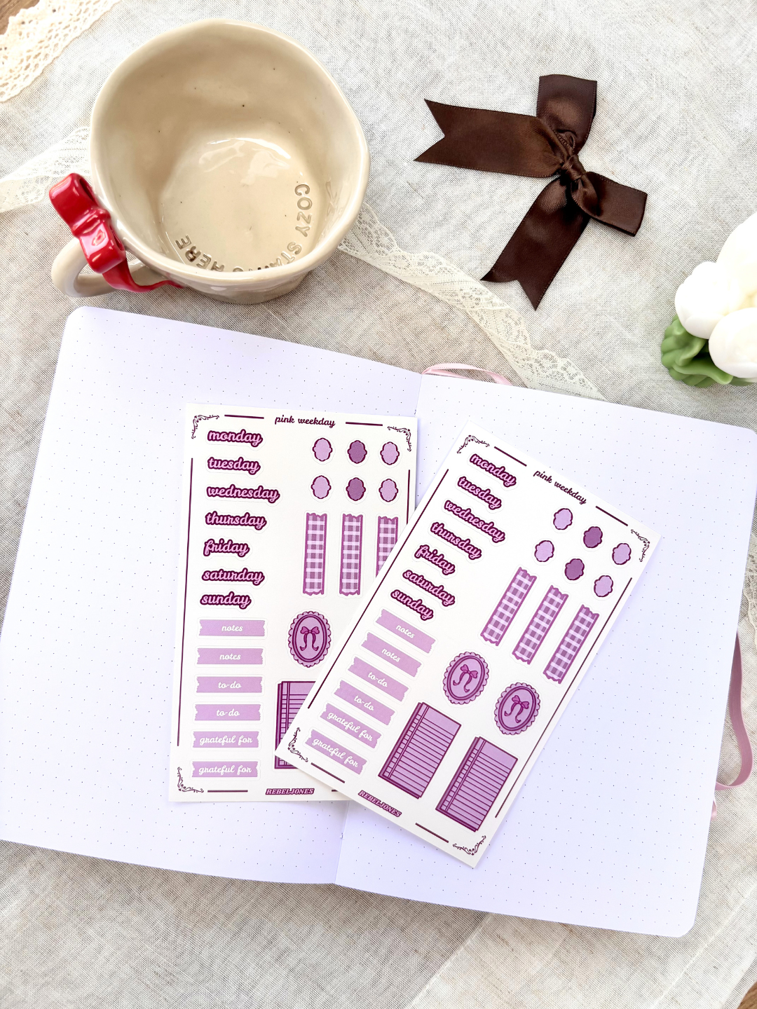 Pink Weekday Sticker Sheet