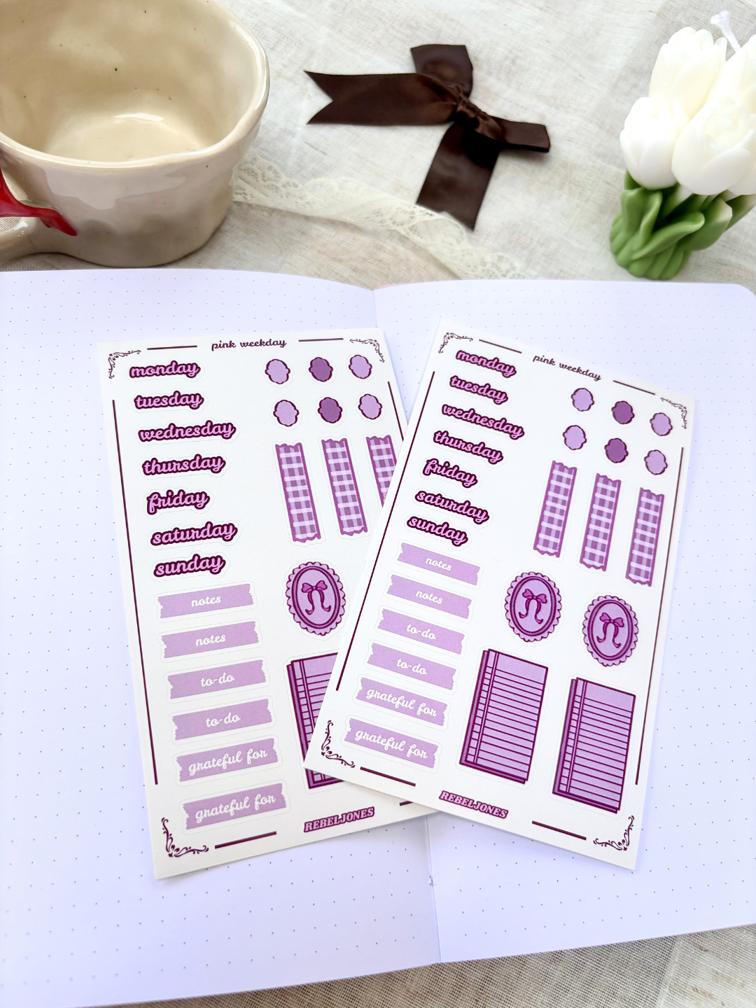 Pink Weekday Sticker Sheet