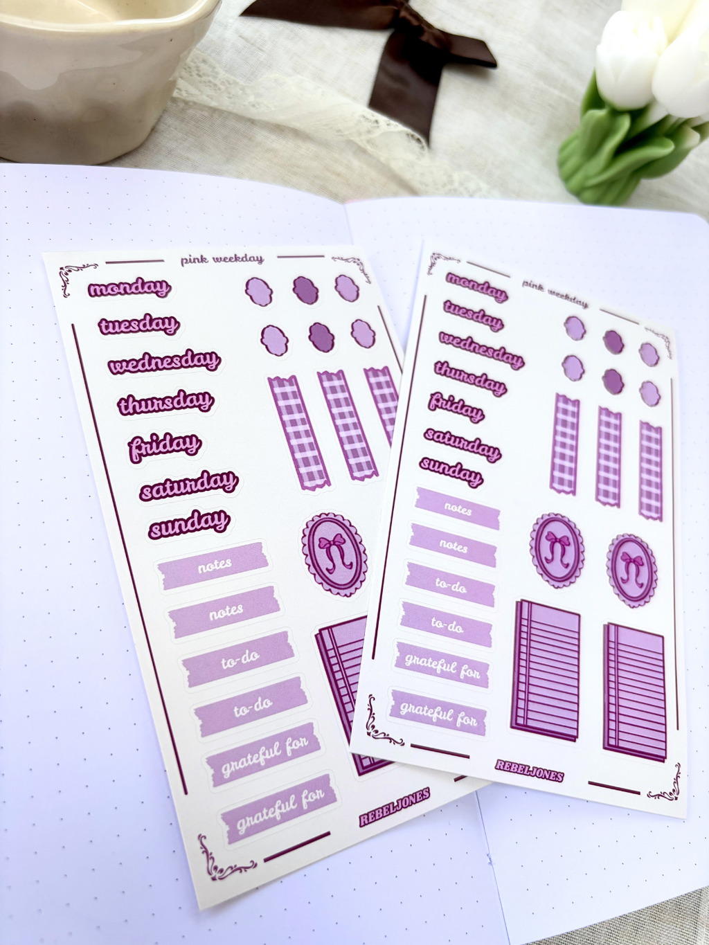Pink Weekday Sticker Sheet