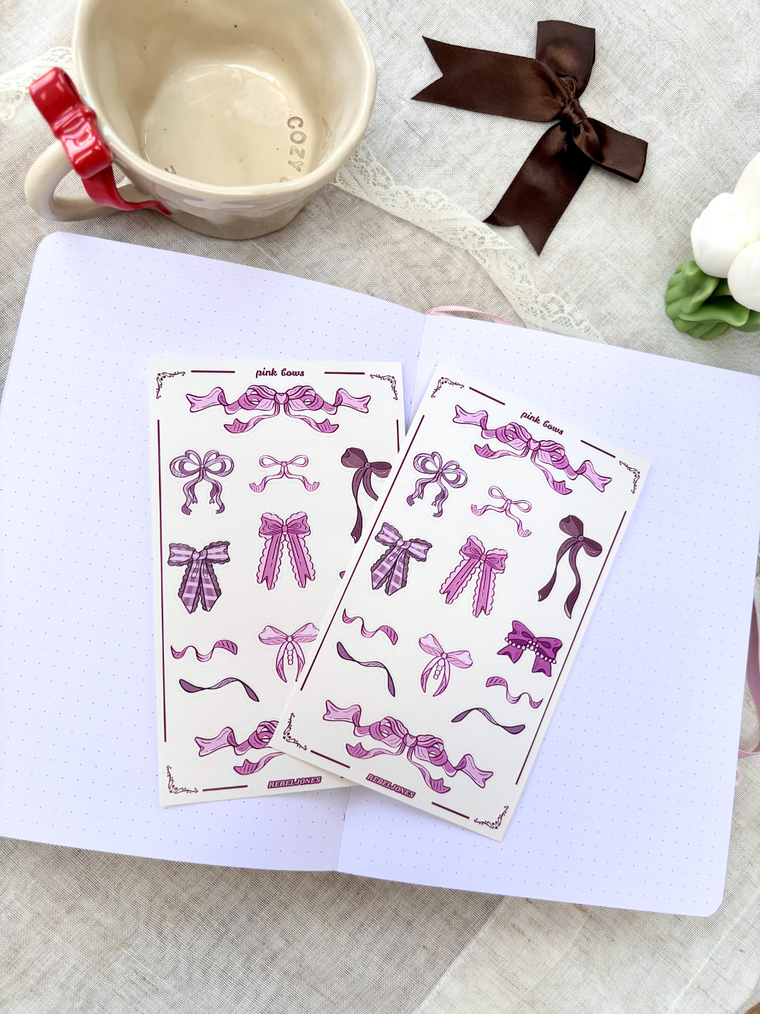 Pink Bows Sticker Sheet
