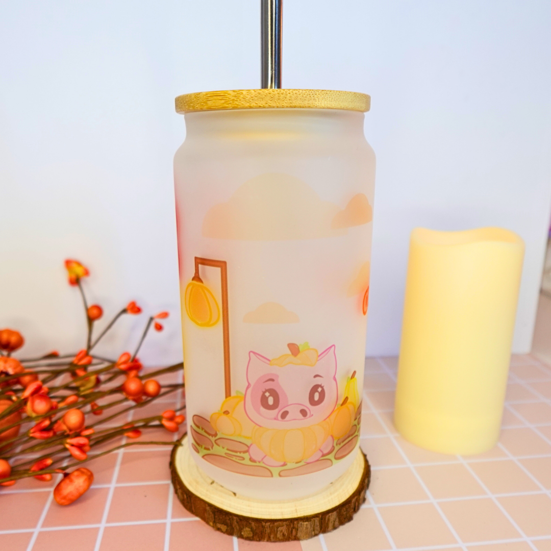 Cosy season is here, glass tumbler