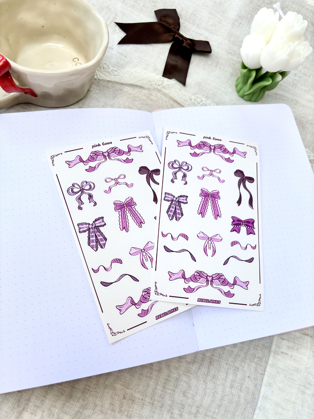 Pink Bows Sticker Sheet