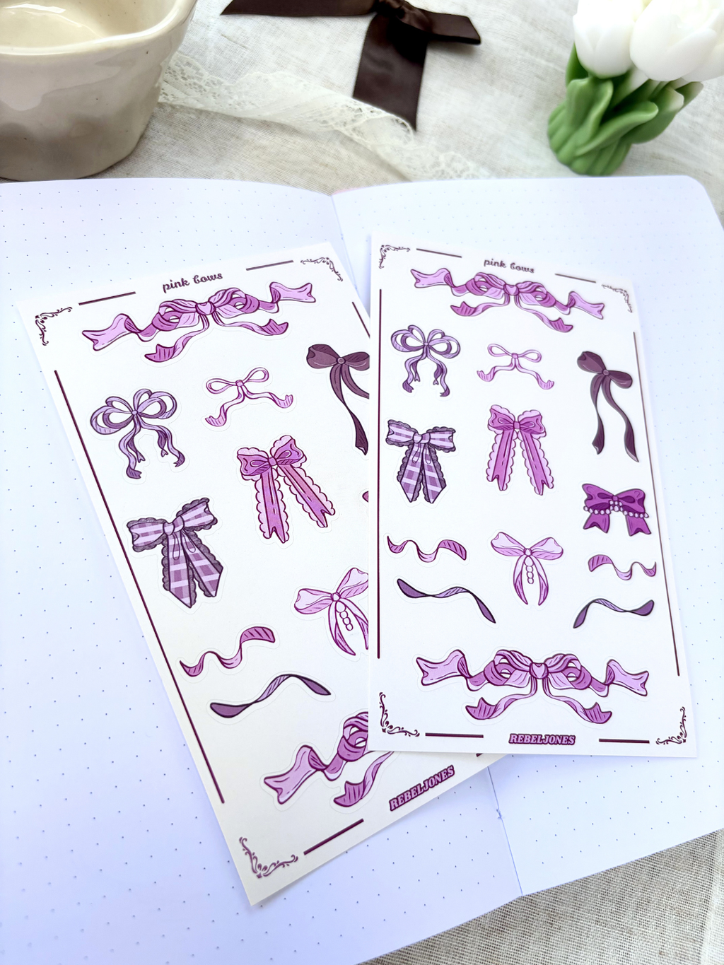 Pink Bows Sticker Sheet