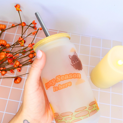 Cosy season is here, glass tumbler