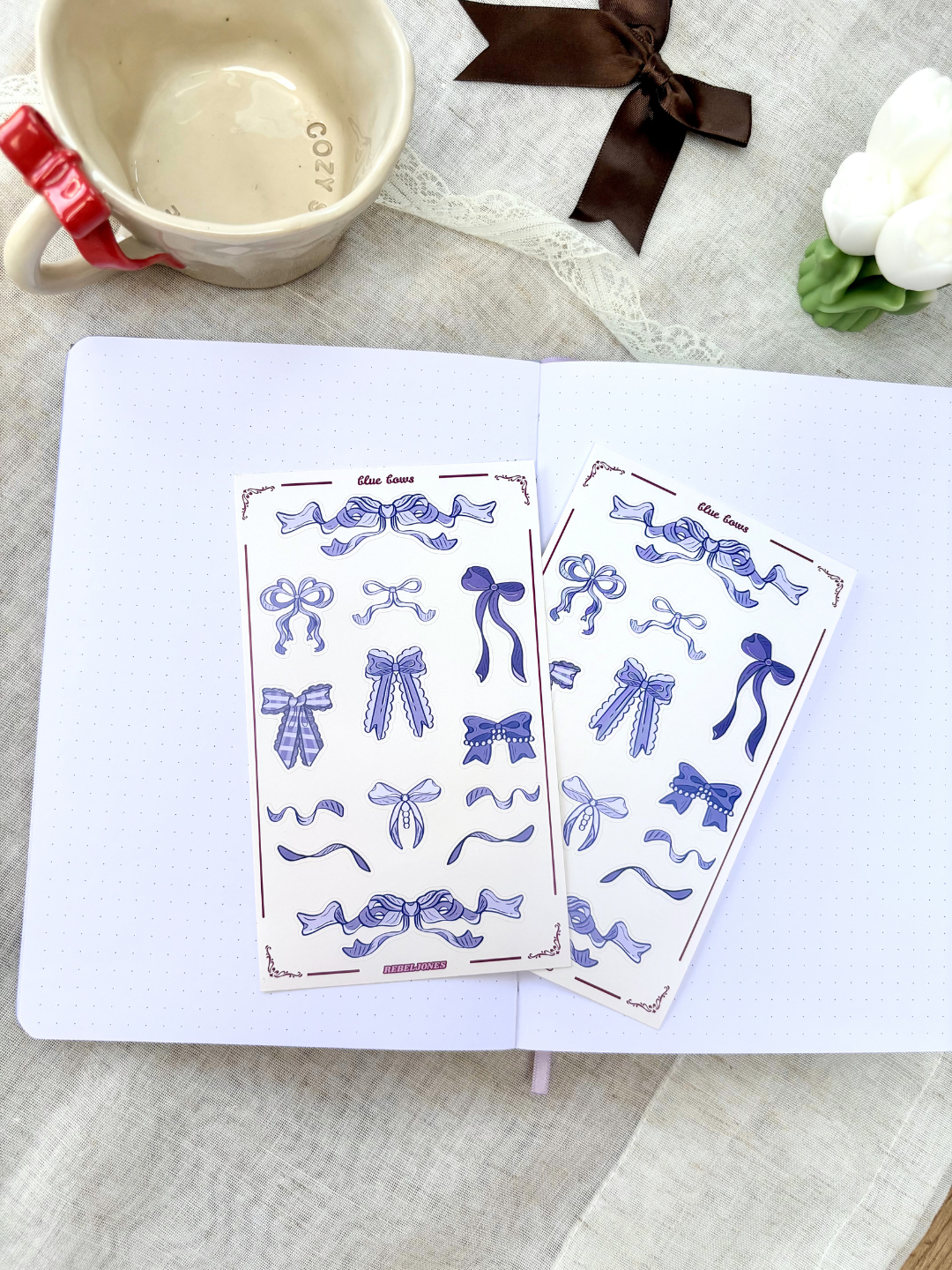 Blue Bows Sticker Sheet