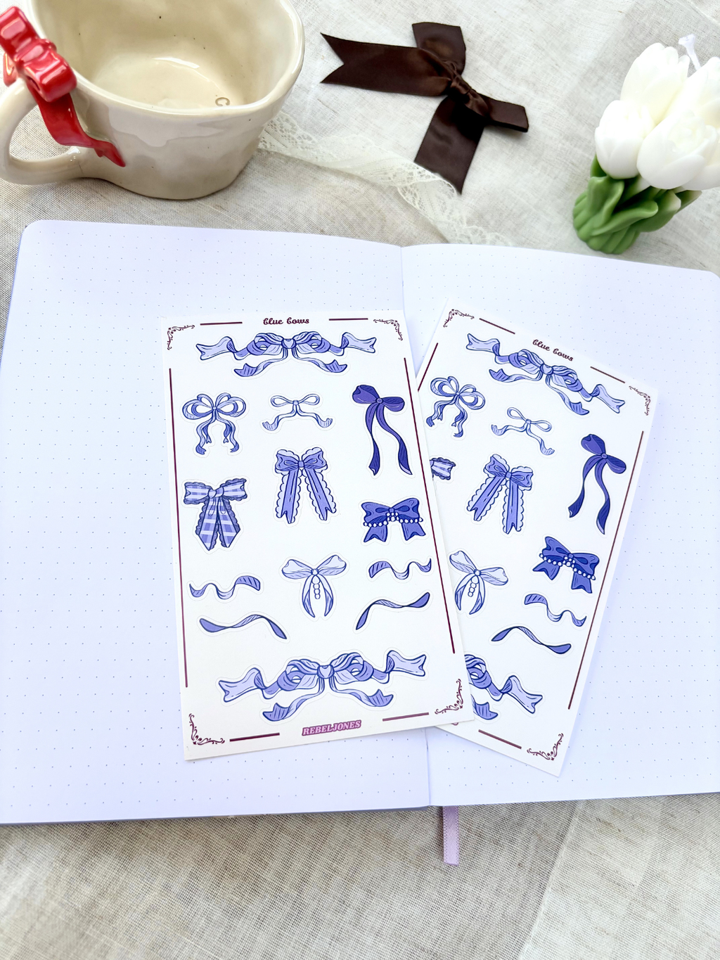 Blue Bows Sticker Sheet