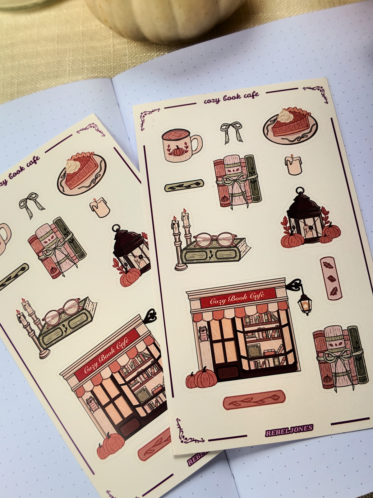 Cozy Book Cafe Sticker Sheet