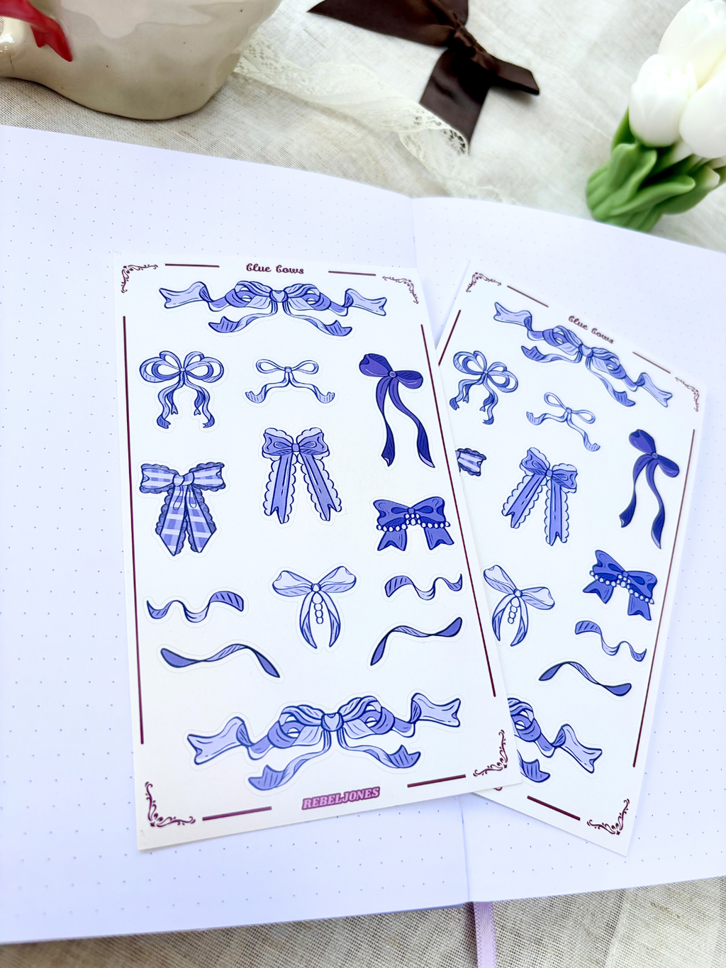 Blue Bows Sticker Sheet