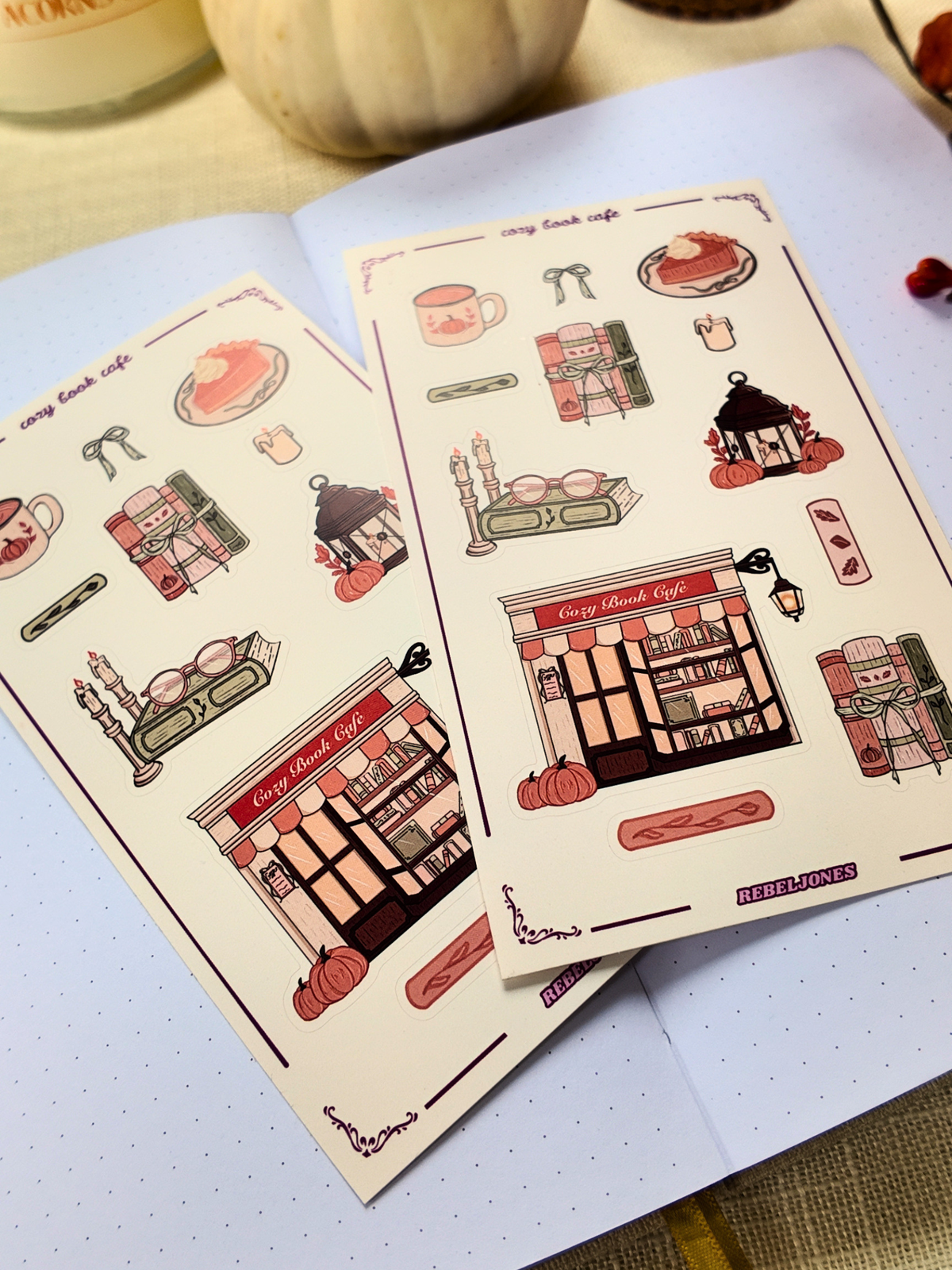 Cozy Book Cafe Sticker Sheet