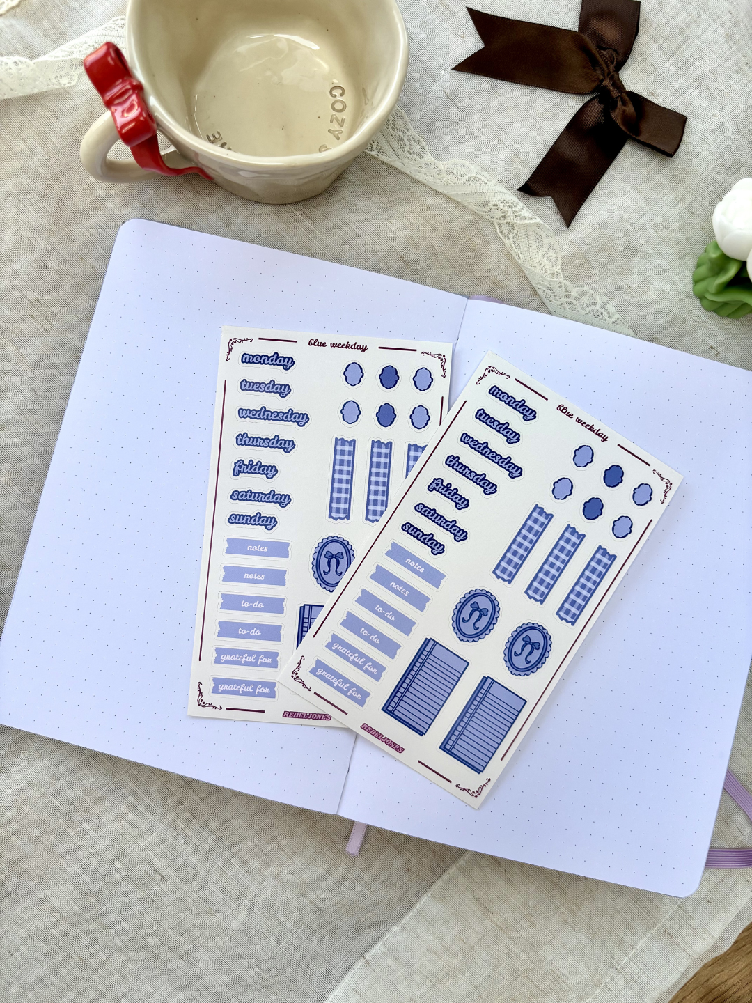 Blue Weekday Sticker Sheet