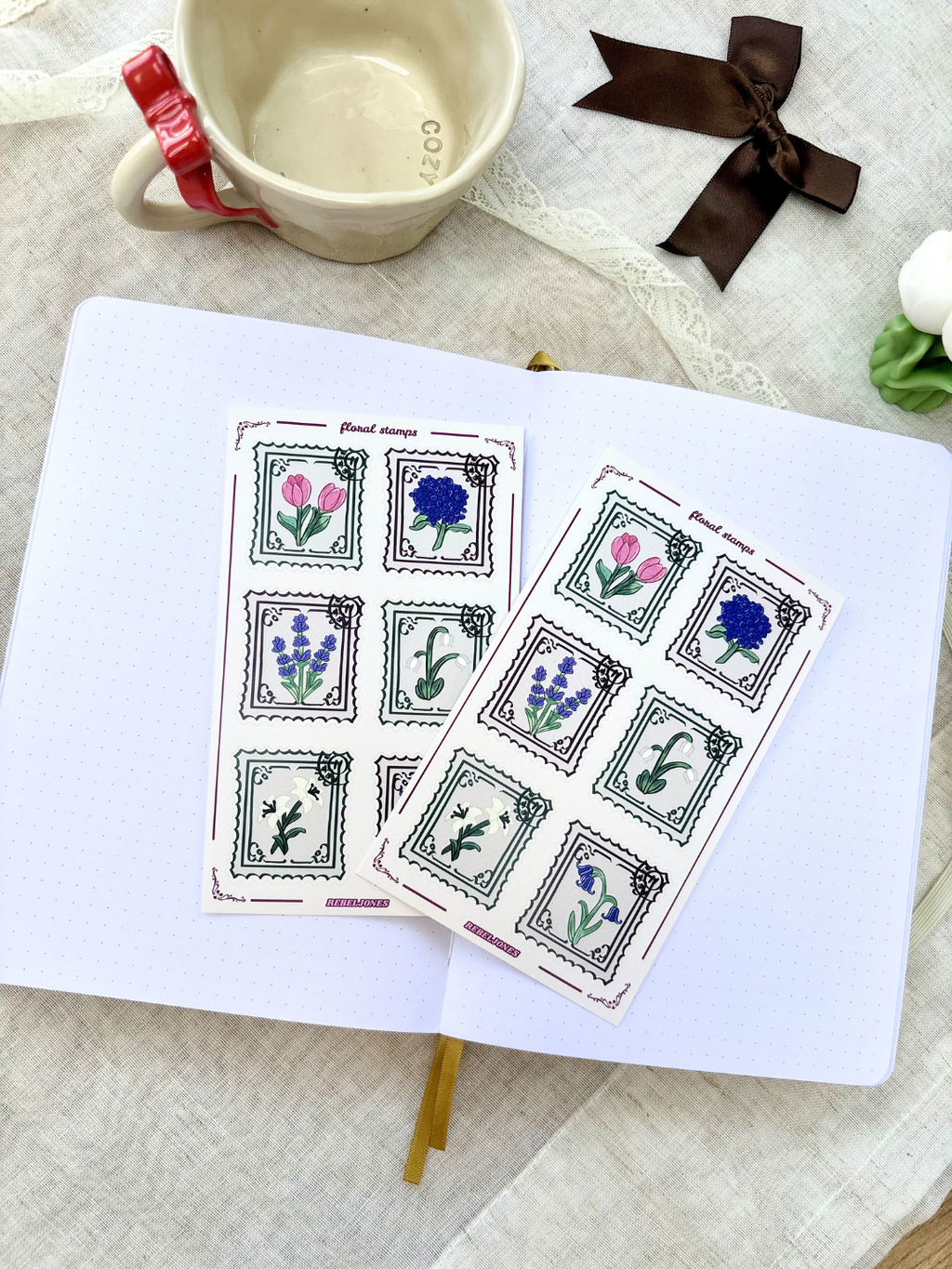 Floral Stamps Sticker Sheet
