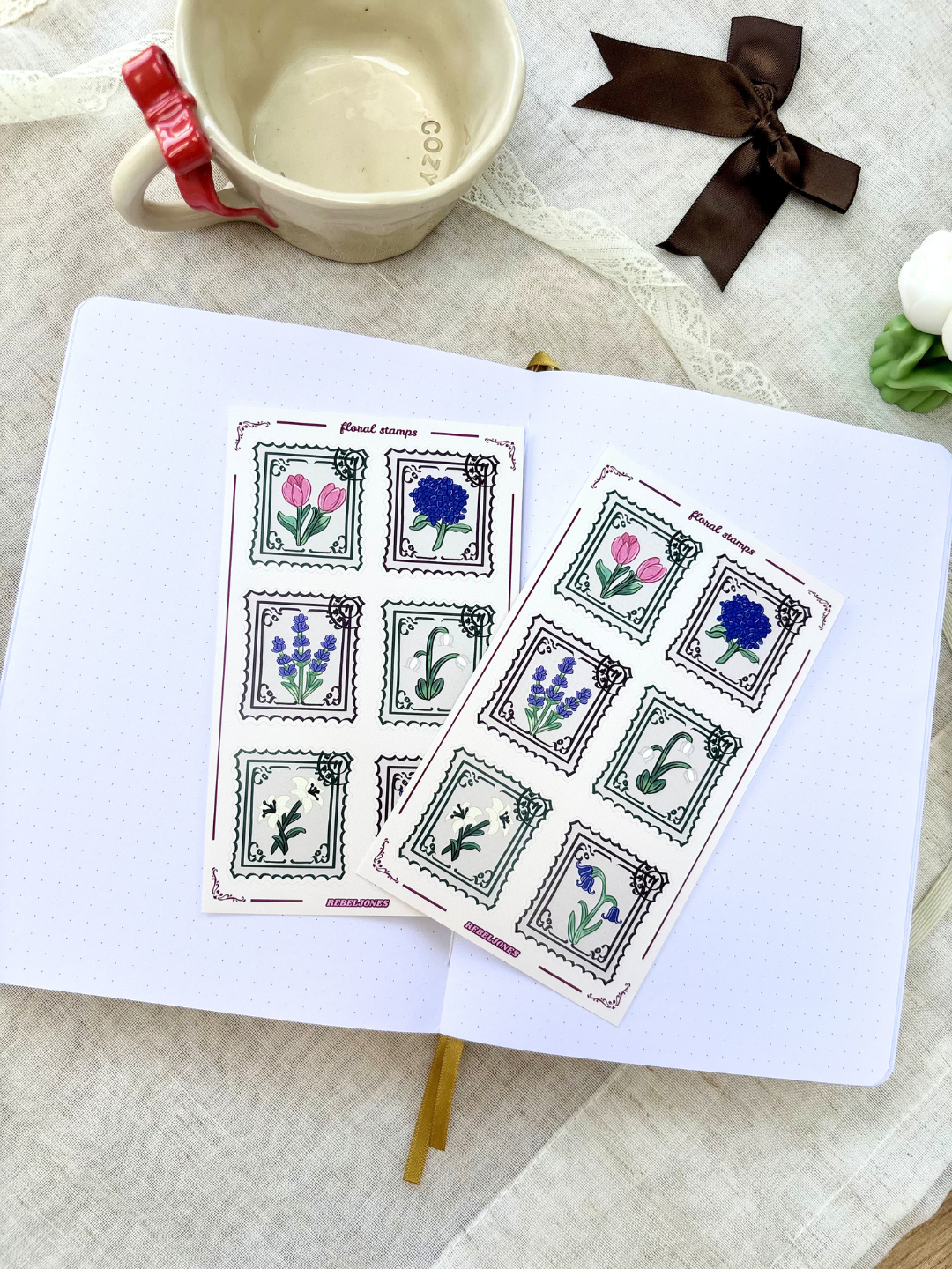 Floral Stamps Sticker Sheet