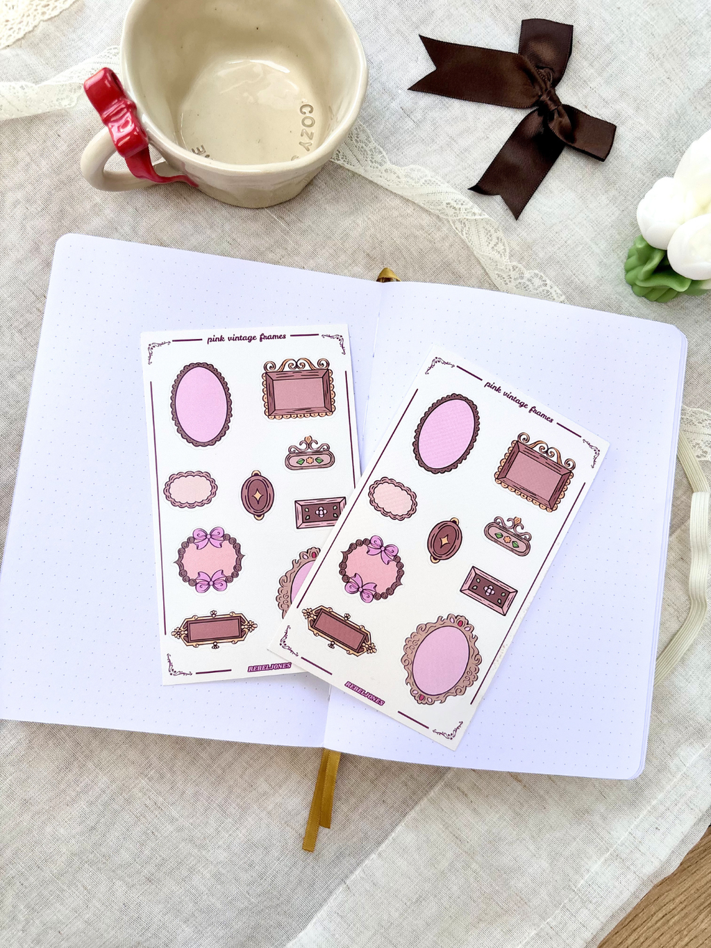 Pink Vintage Frames Sticker Sheet