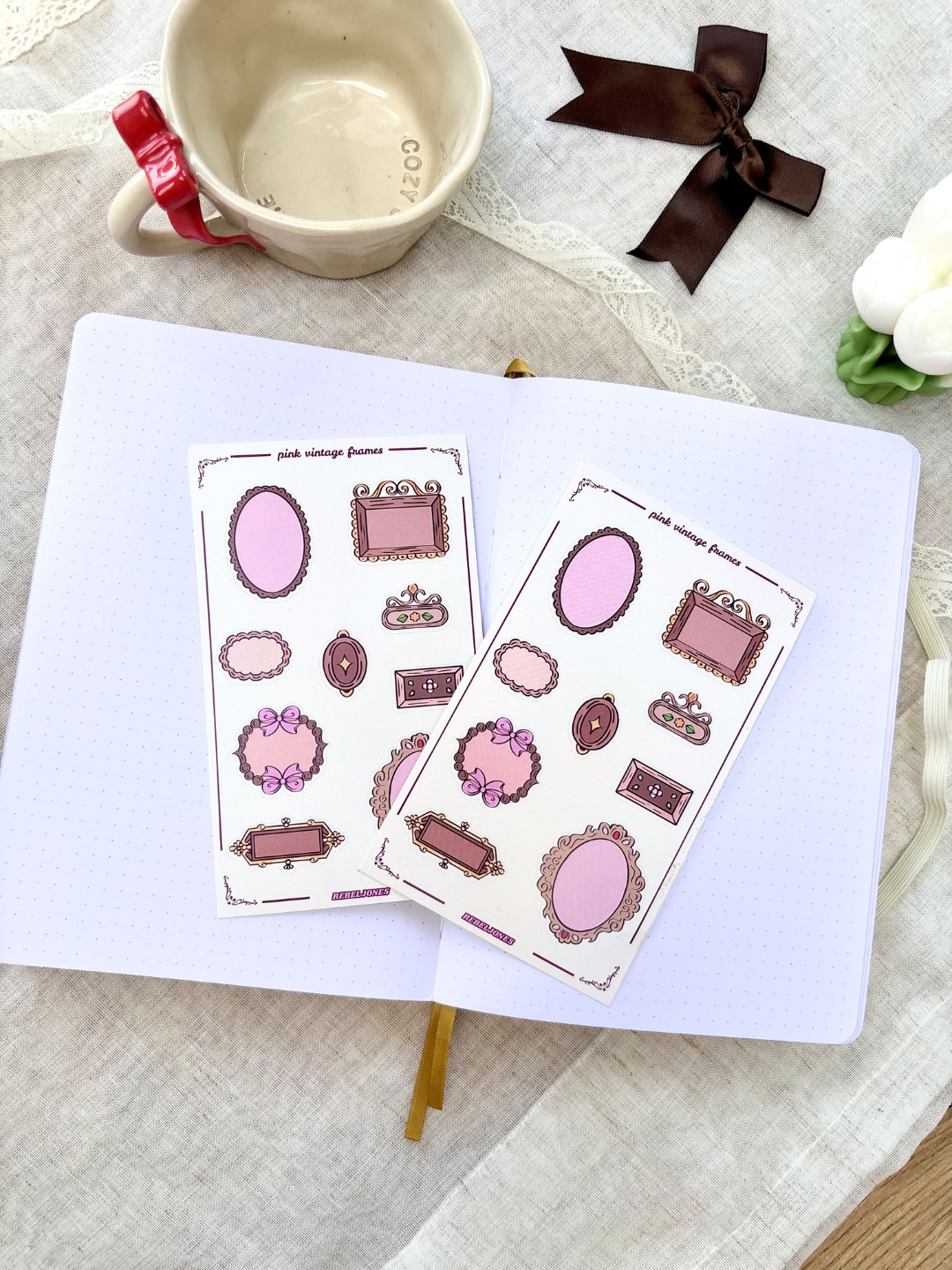 Pink Vintage Frames Sticker Sheet