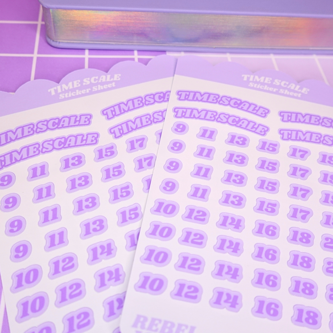 Time Scale Sticker Sheet - Purple  NEW DESIGN COMING SOON
