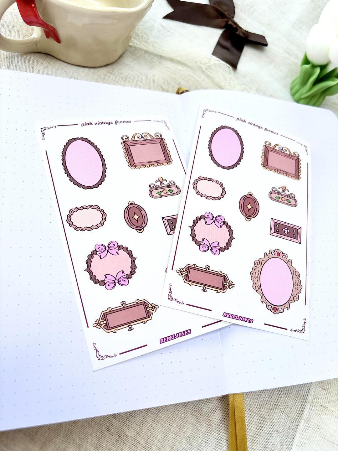 Pink Vintage Frames Sticker Sheet