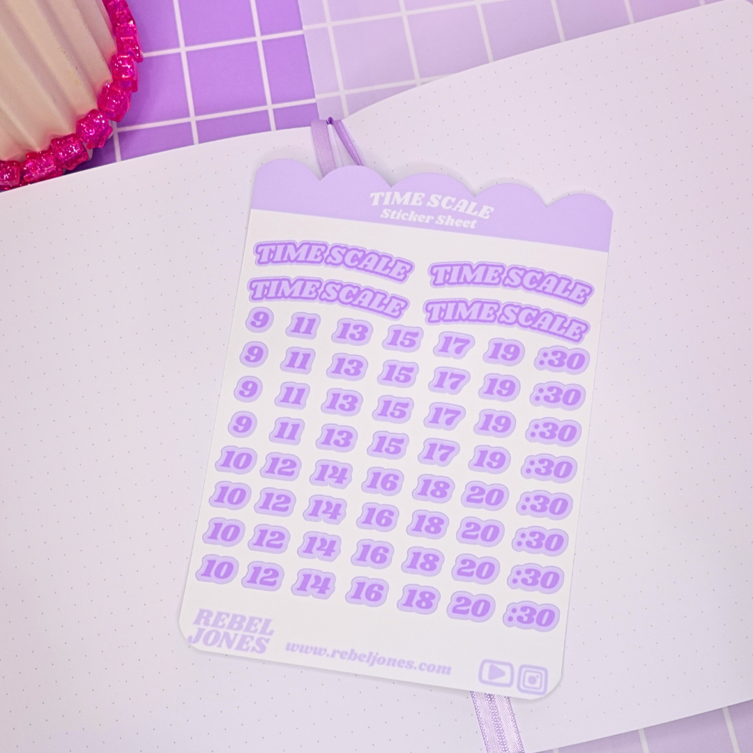 Time Scale Sticker Sheet - Purple  NEW DESIGN COMING SOON