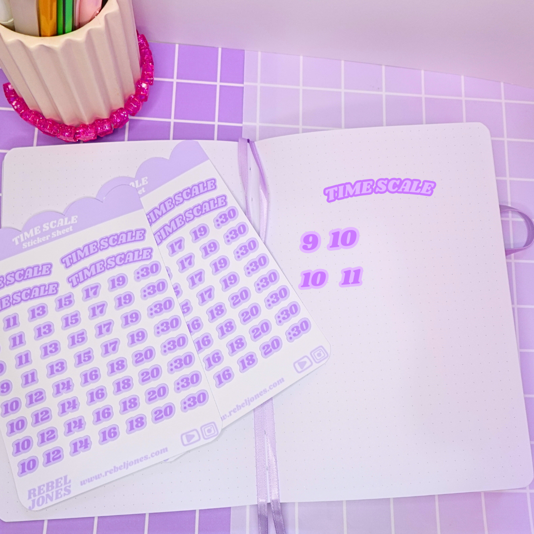 Time Scale Sticker Sheet - Purple  NEW DESIGN COMING SOON