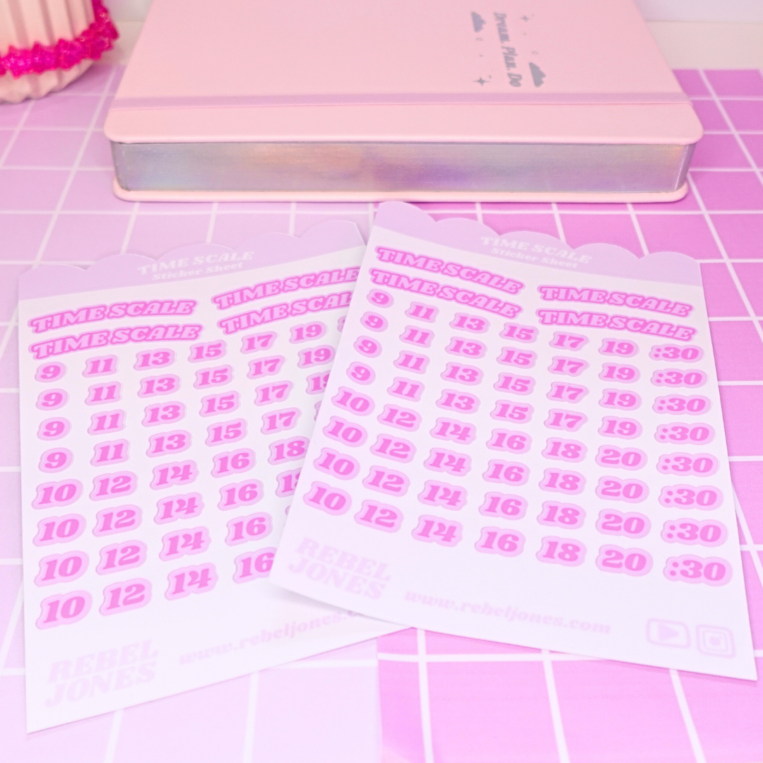 Time Scale Sticker Sheet - Pink  - NEW DESIGN COMING SOON