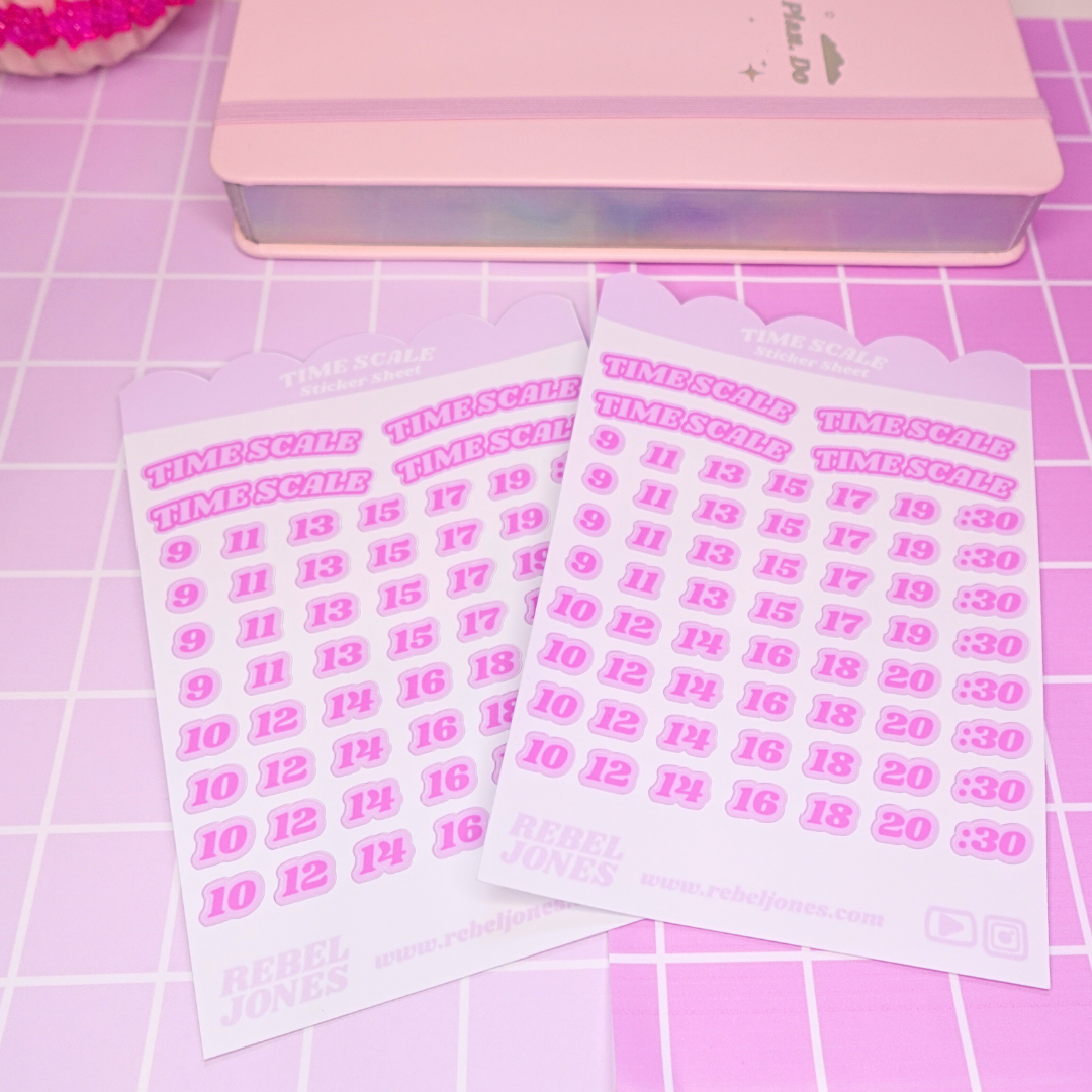 Time Scale Sticker Sheet - Pink  - NEW DESIGN COMING SOON
