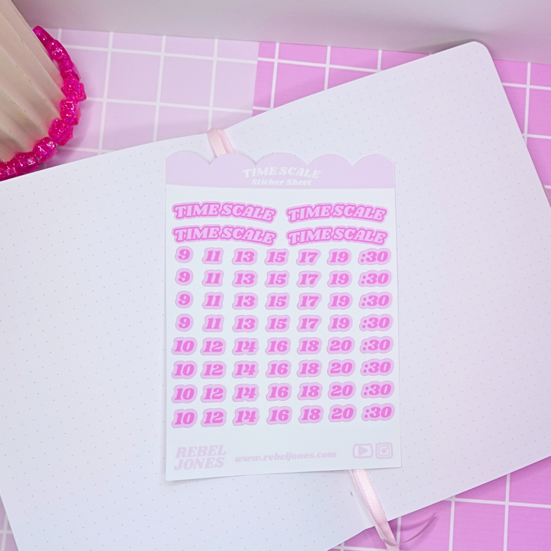 Time Scale Sticker Sheet - Pink  - NEW DESIGN COMING SOON