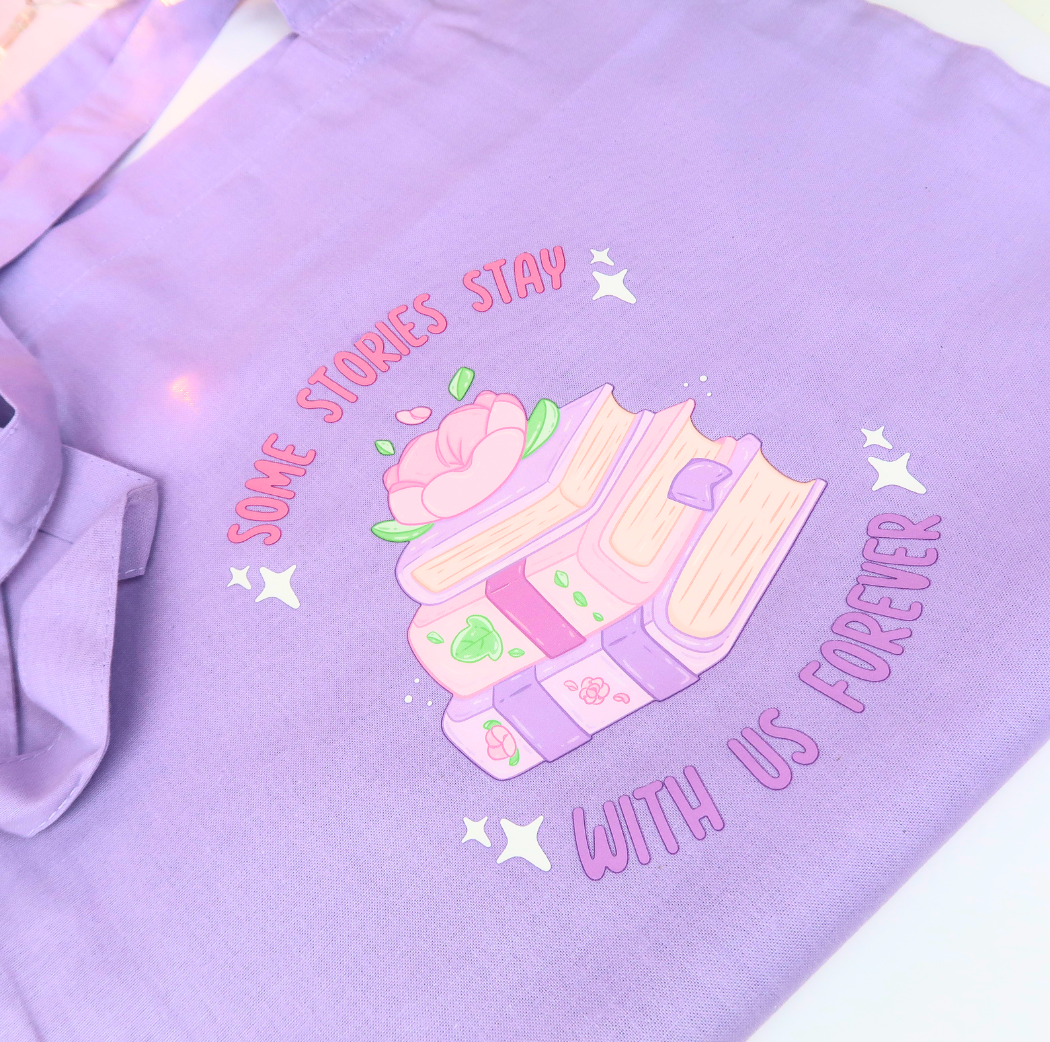 Some Stories Stay With us Forever, Purple Tote Bag
