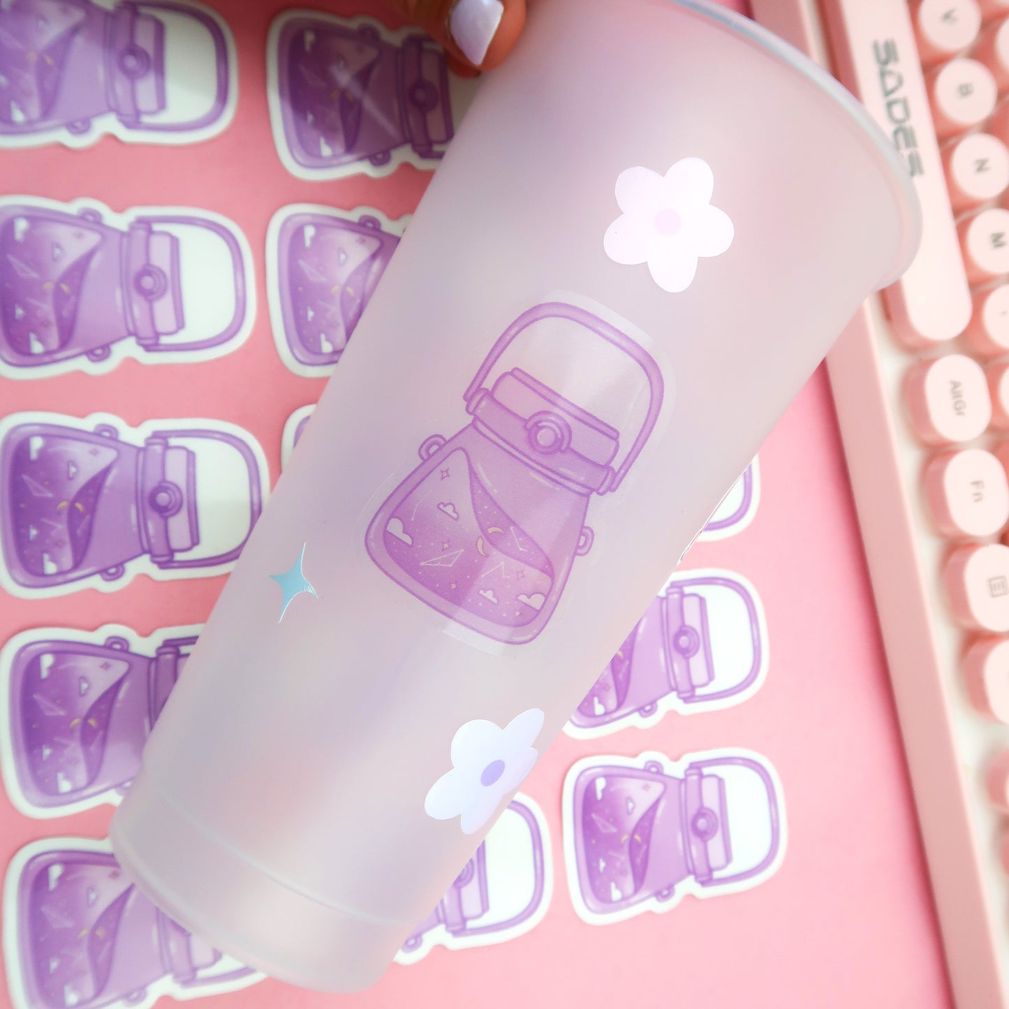 Kawaii Water bottle, Clear Sticker