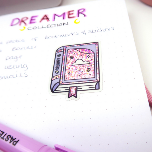 Dreamer Book Glitter Sticker - COMING BACK SOON!