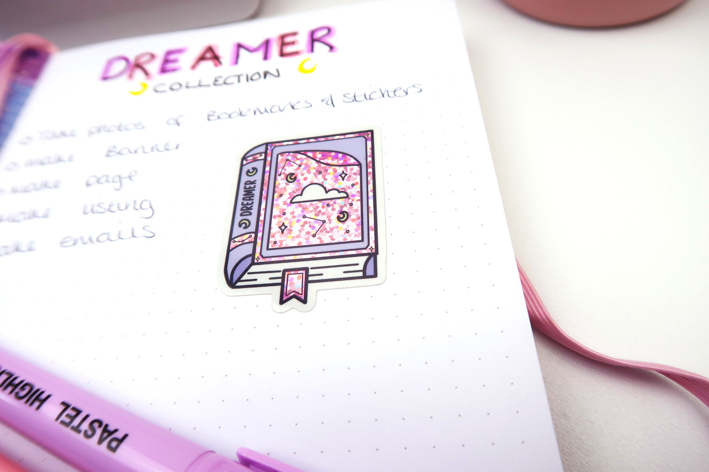 Dreamer Book Glitter Sticker - COMING BACK SOON!