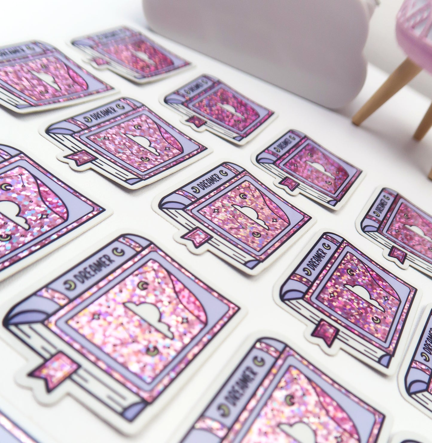 Dreamer Book Glitter Sticker - COMING BACK SOON!